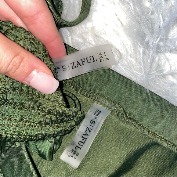 ‼️NWOT‼️ Ruffles Bralette Smocked Bikini ArmyGreen - Picture 5 of 6